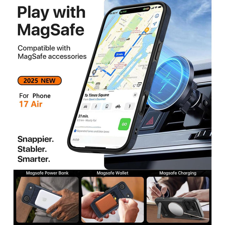 MagSafe SlimStand: Magnetic Leather Case for iPhone 17