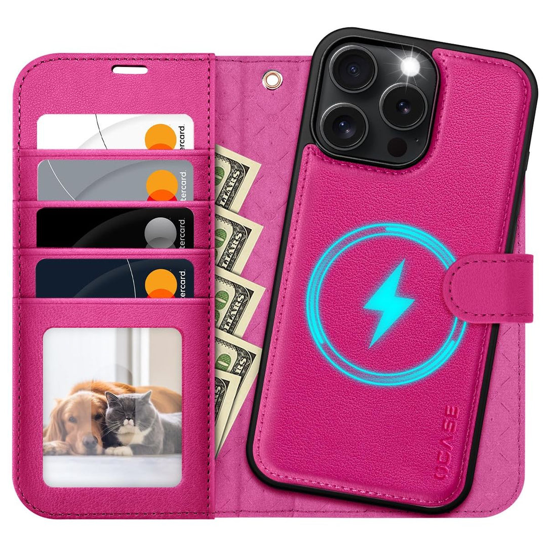 OCASE iPhone 16 Pro Detachable Wallet Case – PU Leather, RFID Blocking (Ice Blue)