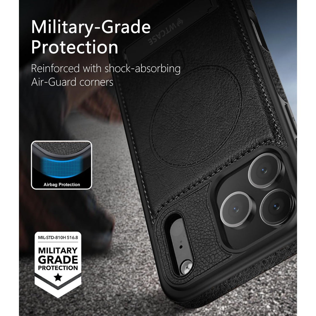 MagSafe SlimStand: Magnetic Leather Case for iPhone 17