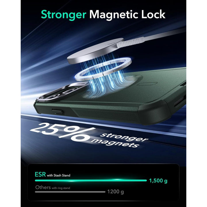 ESR Cyber Series MagSafe Stand Case, 23ft Drop, Green