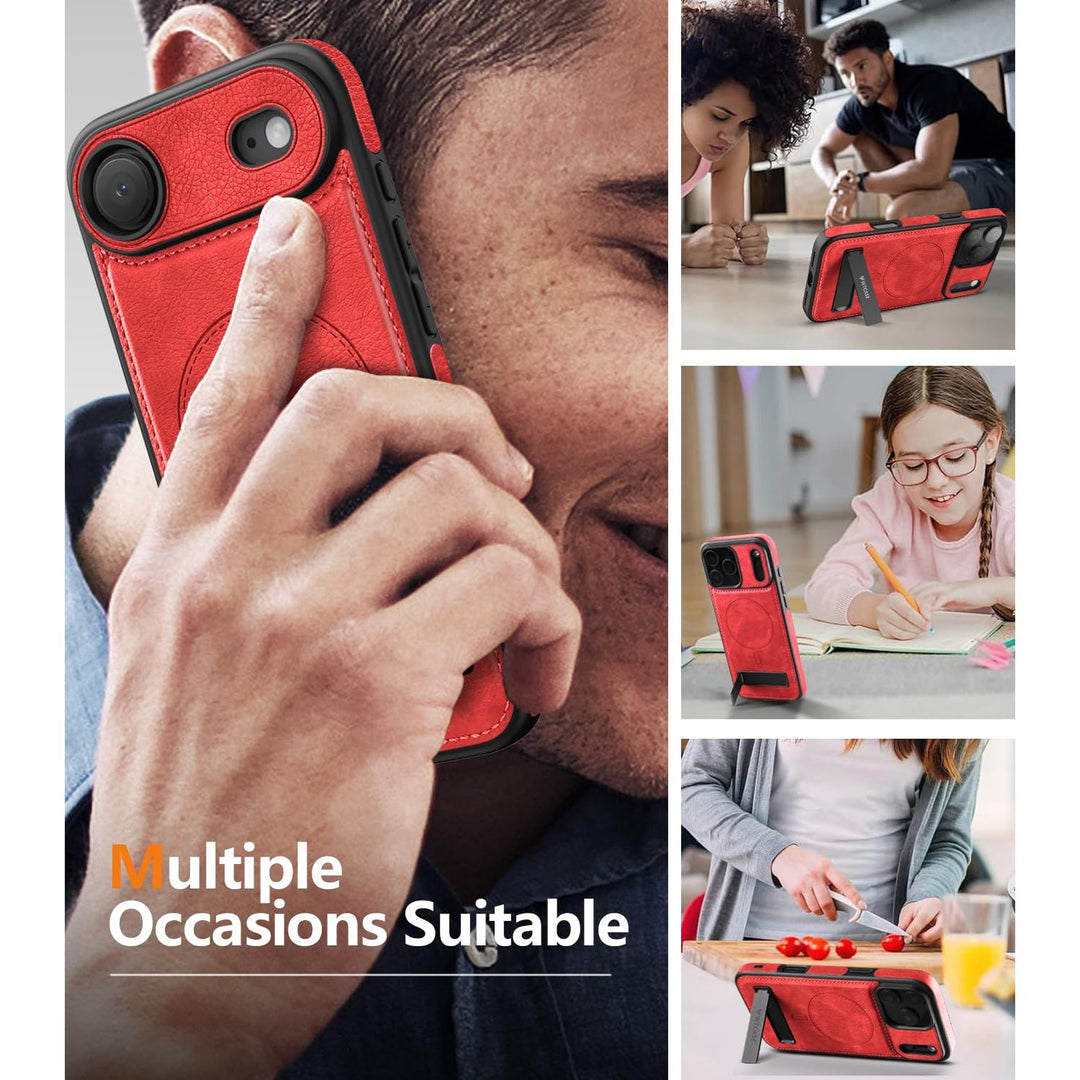 MagSafe SlimStand: Magnetic Leather Case for iPhone 17