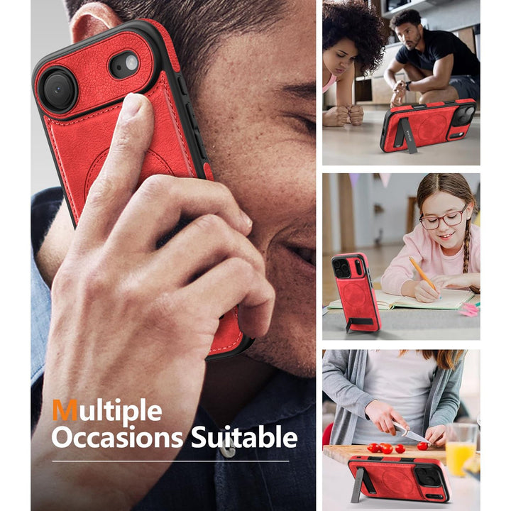 MagSafe SlimStand: Magnetic Leather Case for iPhone 17