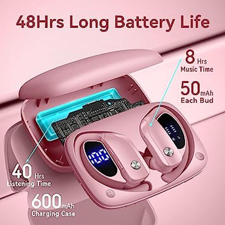 SportBuds Glow - Pink LED Bluetooth Earbuds - DOKUTRONIX