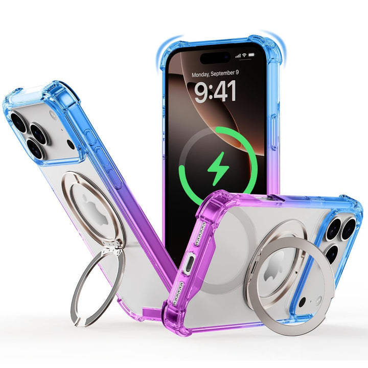 MagSafe Clear Ring Stand Case for iPhone 17 Pro Max – Blue/Purple