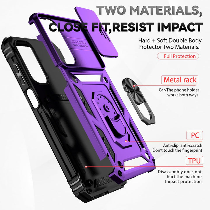 SunStory Phone Case for Samsung Galaxy A15 5G Case with HD Screen Protector & Slide Camera Cover & Rotated Ring Kickstand, [Military-Grade] Phone Case for Galaxy A15 5G (Red) - DOKUTRONIX