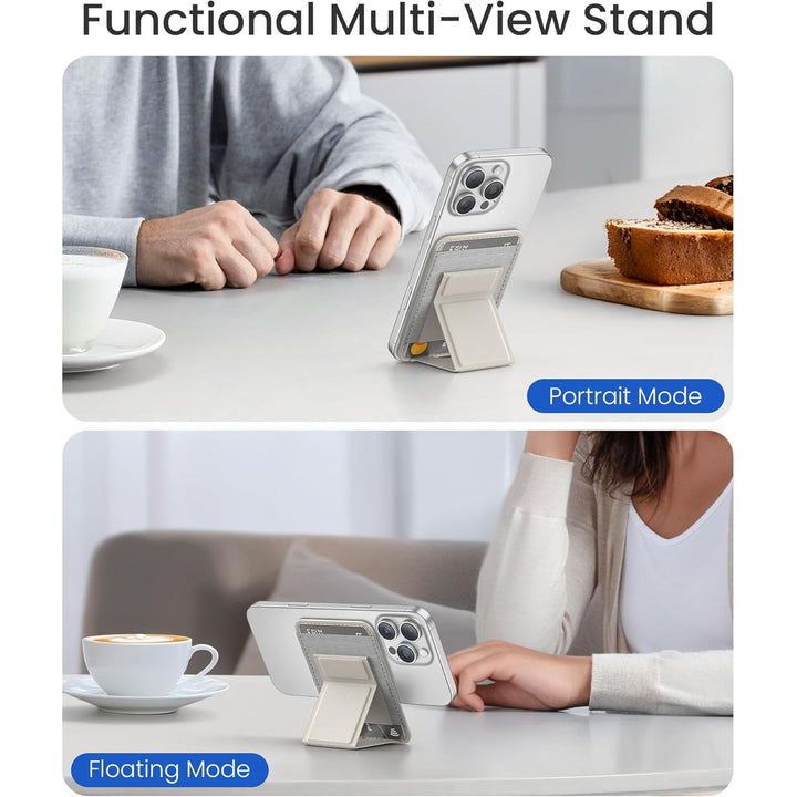 MagSafe Wallet Stand - Strong, RFID, 5 Card Fit - Stone - DOKUTRONIX