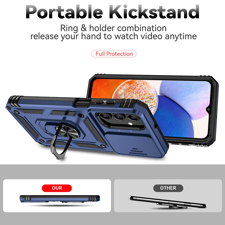 SunStory Phone Case for Samsung Galaxy A15 5G Case with HD Screen Protector & Slide Camera Cover & Rotated Ring Kickstand, [Military-Grade] Phone Case for Galaxy A15 5G (Red) - DOKUTRONIX