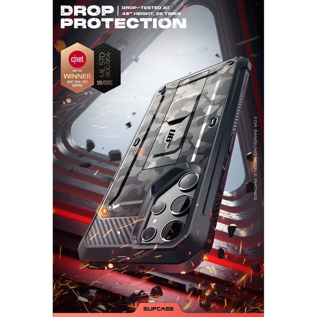 SUPCASE for Samsung Galaxy S23 Ultra Case with Stand, [Unicorn Beetle Pro] [2 Front Frames] [Built-in Screen Protector & Belt-Clip] Military-Grade Protection Phone Case for Galaxy S23 Ultra, Black - DOKUTRONIX