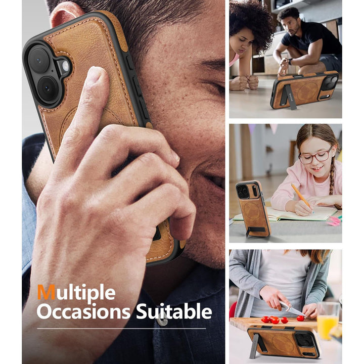 MagSafe SlimStand: Magnetic Leather Case for iPhone 17