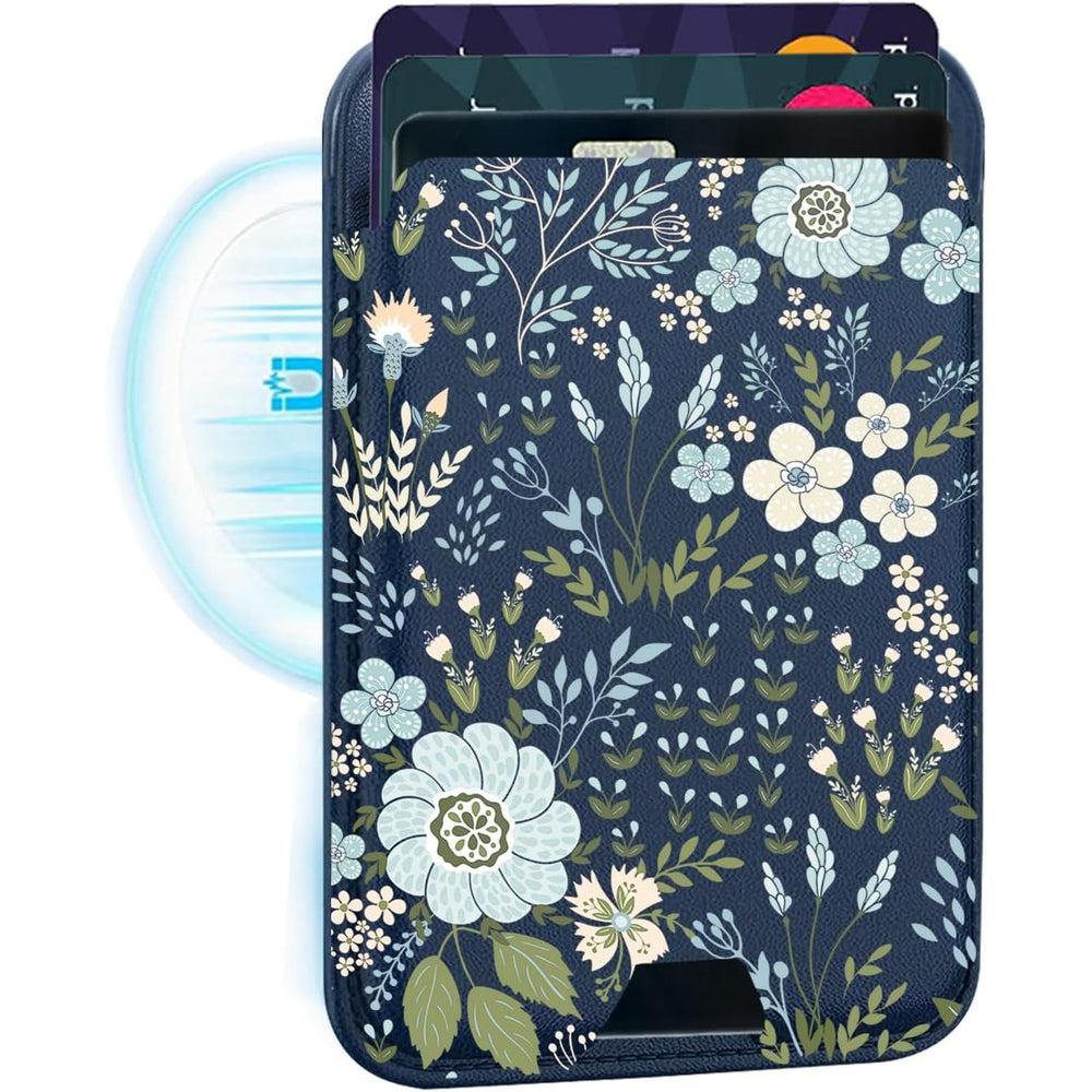 Magnetic Wallet - Blue Daisy - DOKUTRONIX