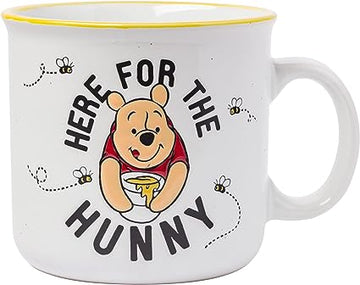 Winnie the Pooh Here for Hunny Wax Resist Ceramic Camper Mug - 20 Ounces, White/Multi