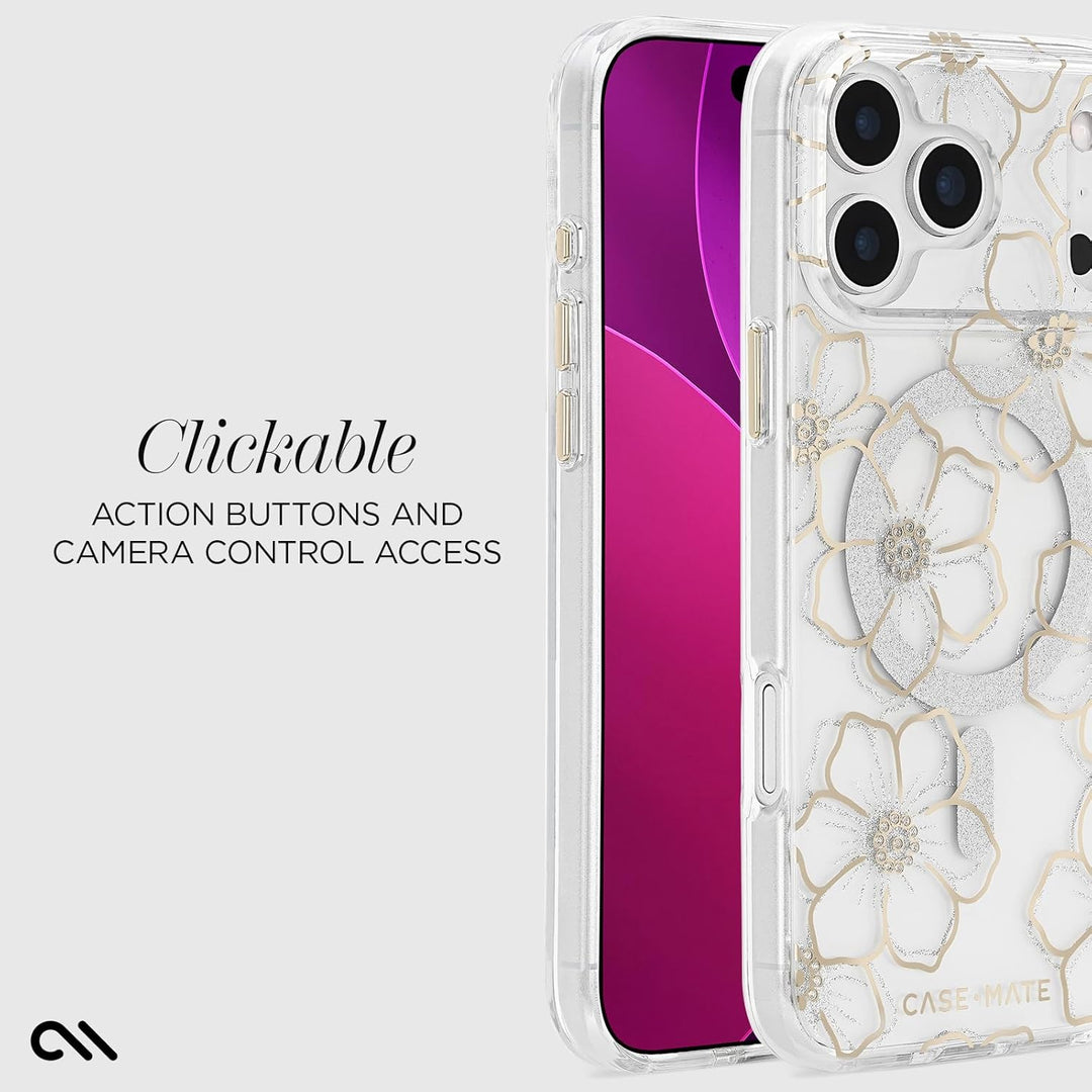 Gold Glitter MagSafe Case for iPhone 17 Pro Max, 12ft Drop