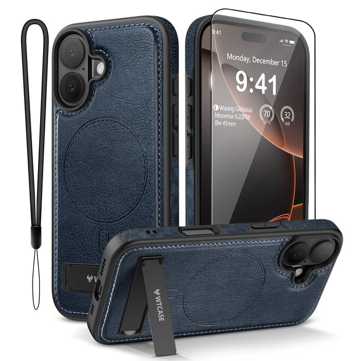 MagSafe SlimStand: Magnetic Leather Case for iPhone 17