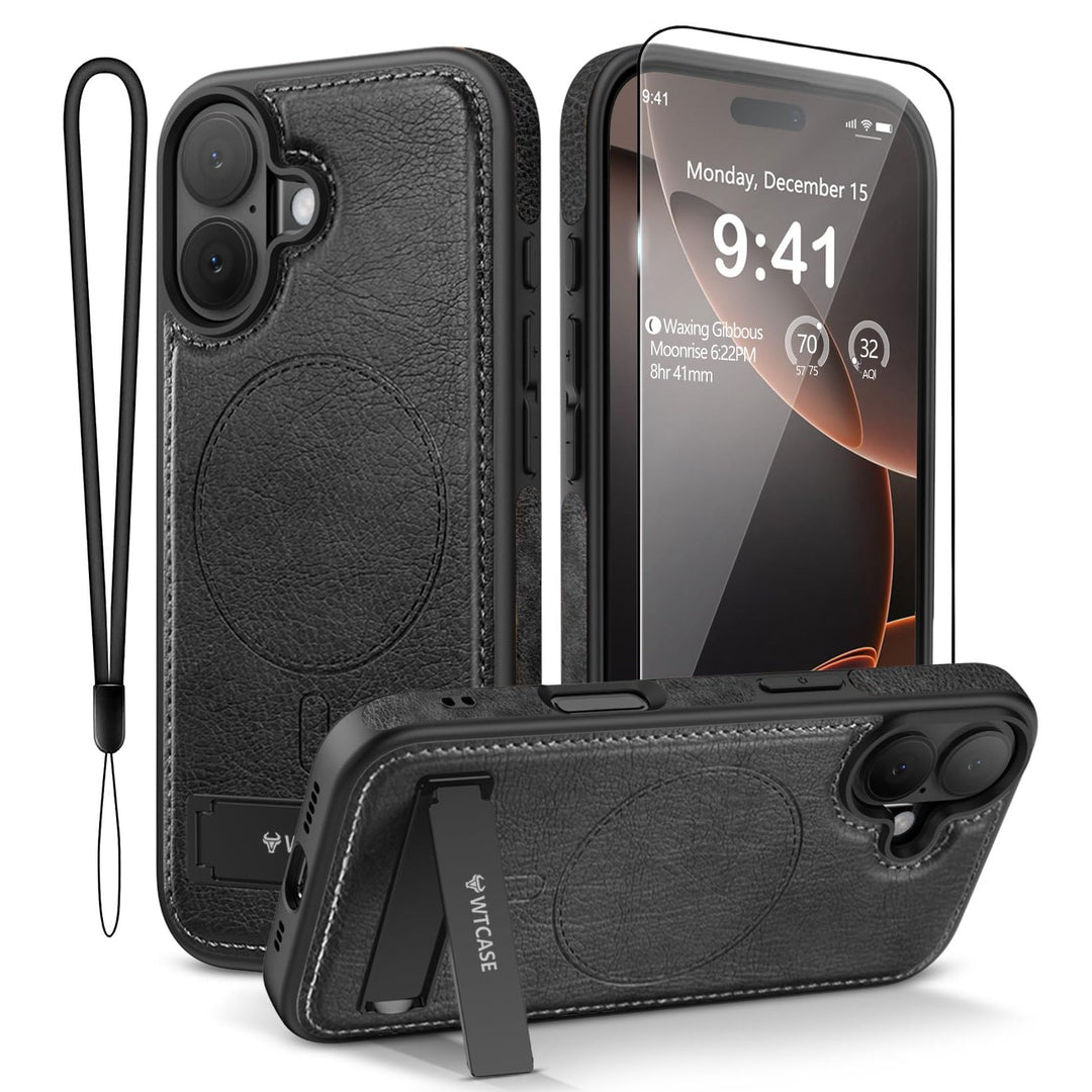 MagSafe SlimStand: Magnetic Leather Case for iPhone 17