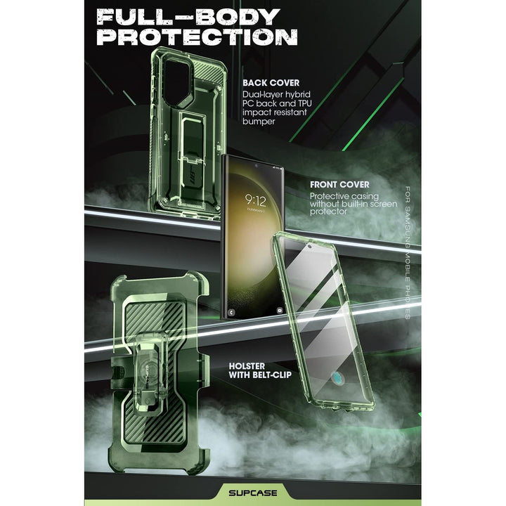 SUPCASE for Samsung Galaxy S23 Ultra Case with Stand, [Unicorn Beetle Pro] [2 Front Frames] [Built-in Screen Protector & Belt-Clip] Military-Grade Protection Phone Case for Galaxy S23 Ultra, Black - DOKUTRONIX