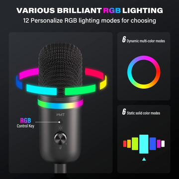 RGB USB Condenser Gaming Microphone - Plug & Play