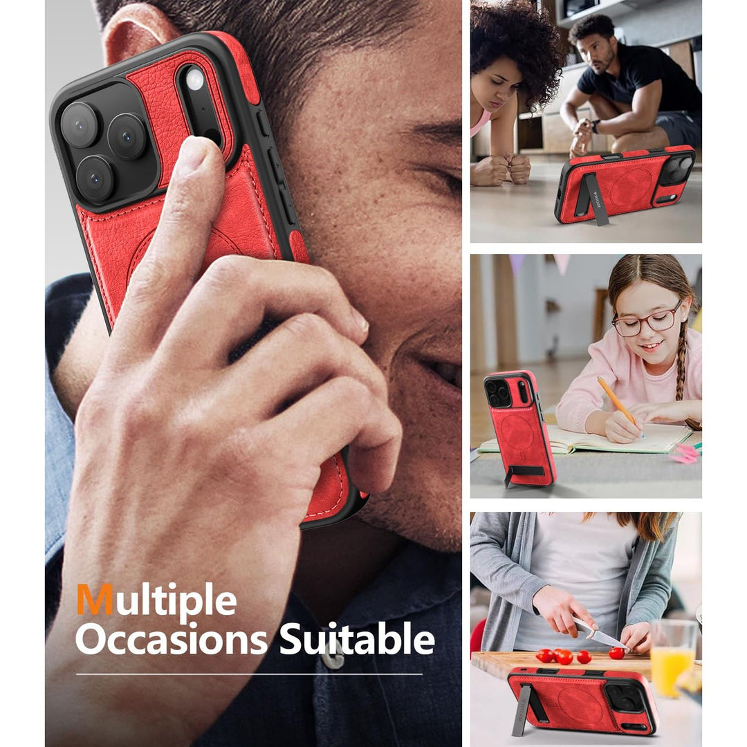 MagSafe SlimStand: Magnetic Leather Case for iPhone 17