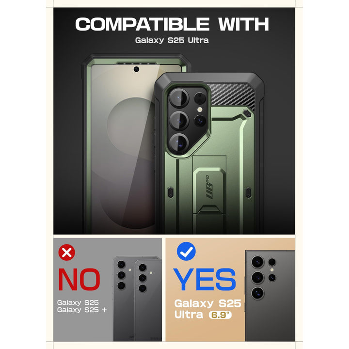 SUPCASE for Samsung Galaxy S25 Ultra Case with Stand (Unicorn Beetle Pro), [2 Front Frames] [Built-in Screen Protector & Belt-Clip] Military-Grade Protection Phone Case for S25 Ultra 6.9 Inch, Black - DOKUTRONIX