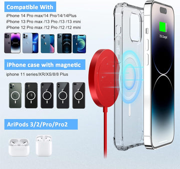 Red Mag-Safe Wireless Charger for iPhone