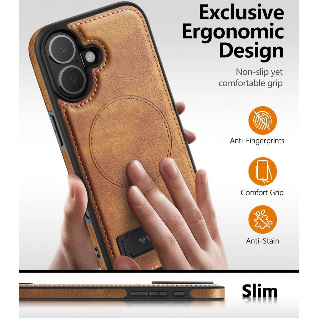 MagSafe SlimStand: Magnetic Leather Case for iPhone 17