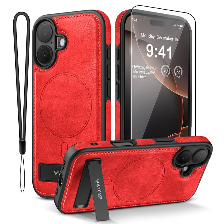 MagSafe SlimStand: Magnetic Leather Case for iPhone 17