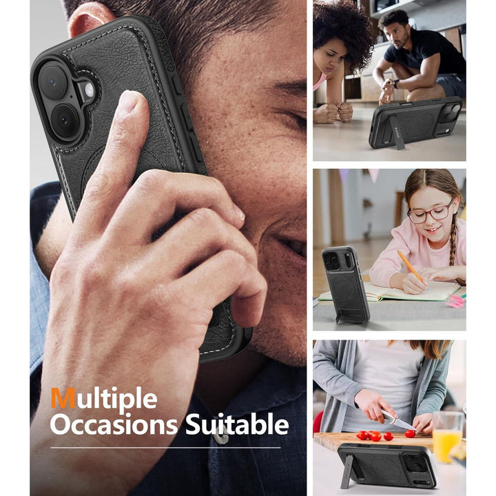 MagSafe SlimStand: Magnetic Leather Case for iPhone 17