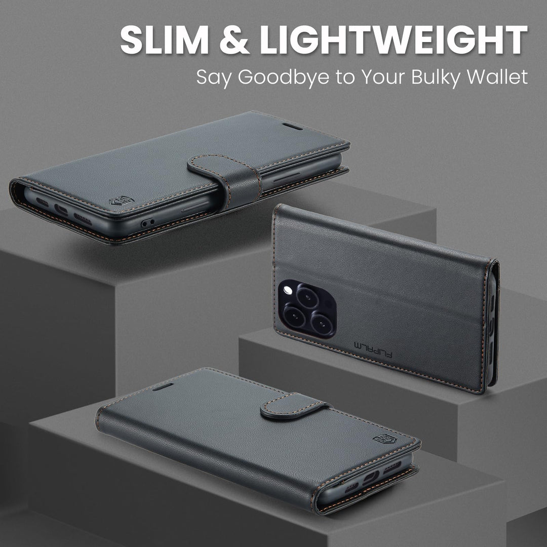 iPhone 16 Pro RFID Wallet Case - Purple Flip Cover