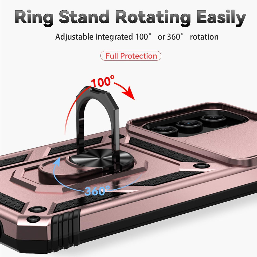 SunStory Phone Case for Samsung Galaxy A15 5G Case with HD Screen Protector & Slide Camera Cover & Rotated Ring Kickstand, [Military-Grade] Phone Case for Galaxy A15 5G (Red) - DOKUTRONIX