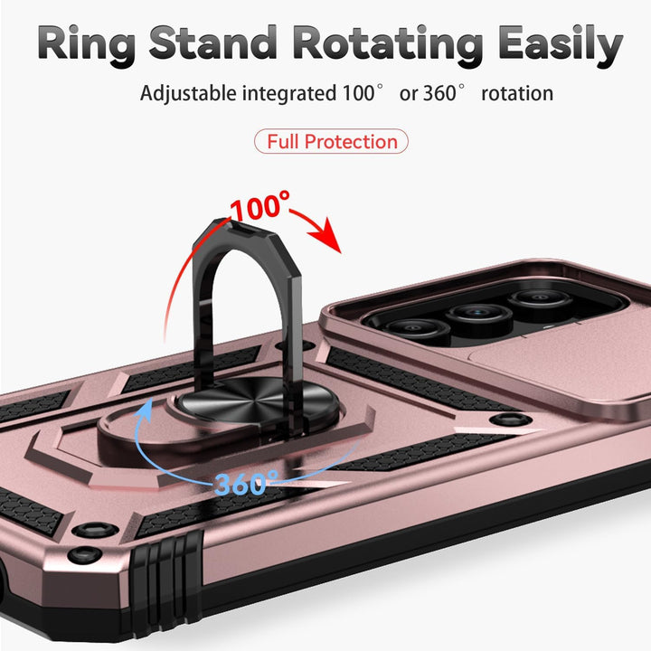 SunStory Phone Case for Samsung Galaxy A15 5G Case with HD Screen Protector & Slide Camera Cover & Rotated Ring Kickstand, [Military-Grade] Phone Case for Galaxy A15 5G (Red) - DOKUTRONIX