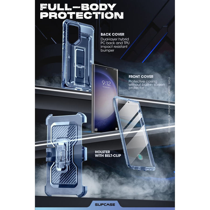 SUPCASE for Samsung Galaxy S23 Ultra Case with Stand, [Unicorn Beetle Pro] [2 Front Frames] [Built-in Screen Protector & Belt-Clip] Military-Grade Protection Phone Case for Galaxy S23 Ultra, Black - DOKUTRONIX