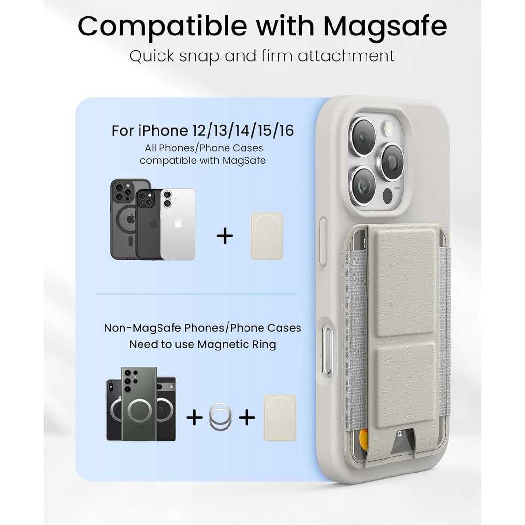 MagSafe Wallet Stand - Strong, RFID, 5 Card Fit - Stone - DOKUTRONIX