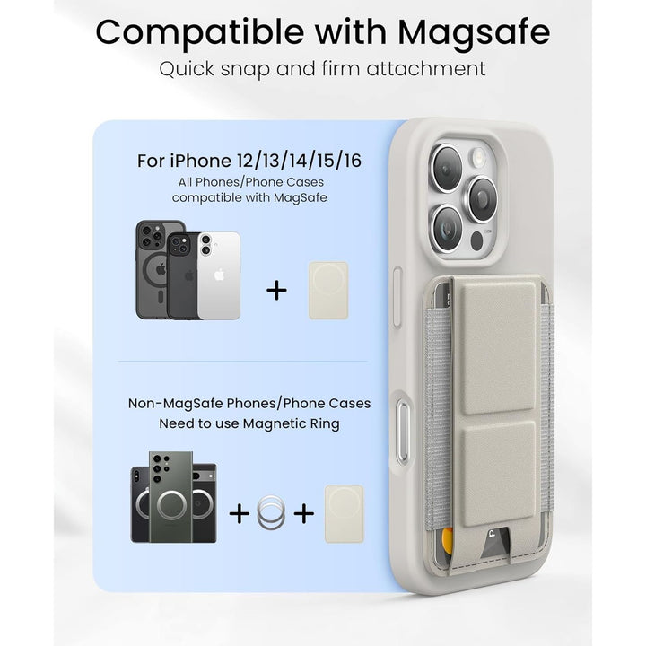 MagSafe Wallet Stand - Strong, RFID, 5 Card Fit - Stone - DOKUTRONIX