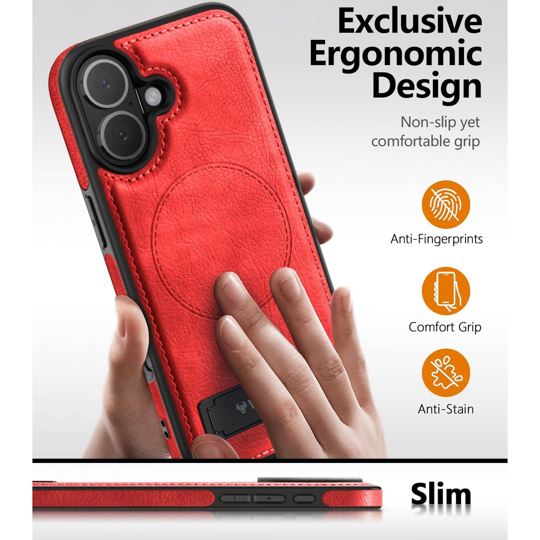 MagSafe SlimStand: Magnetic Leather Case for iPhone 17