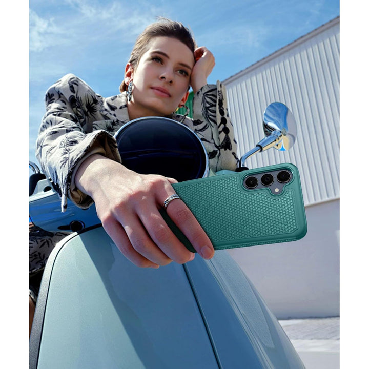 FNTCASE for Samsung Galaxy A16-5G Case: Dual Layer Protective Heavy Duty Cell Phone Cover with Non Slip Textured Back - Shockproof Rugged Military Grade Drop Protection Bumper Tough (Green) - DOKUTRONIX