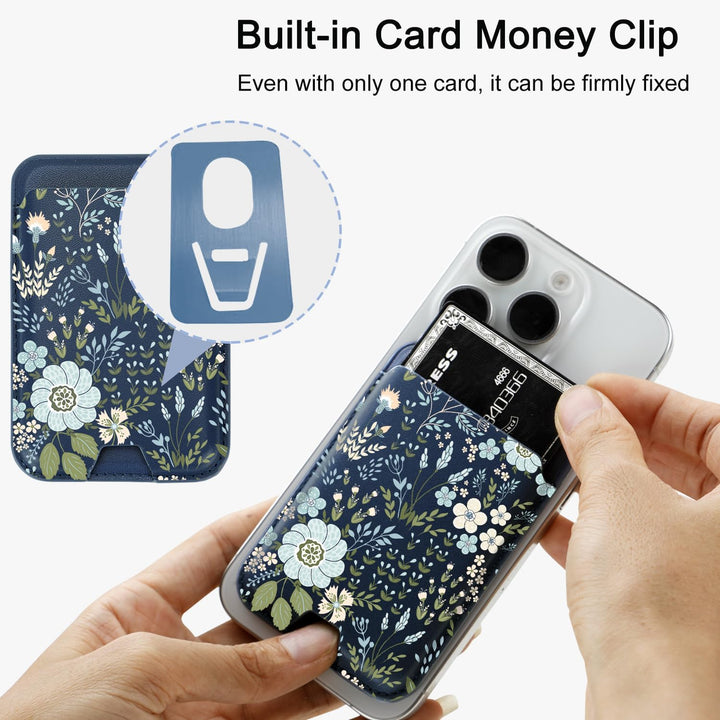 Magnetic Wallet - Blue Daisy - DOKUTRONIX