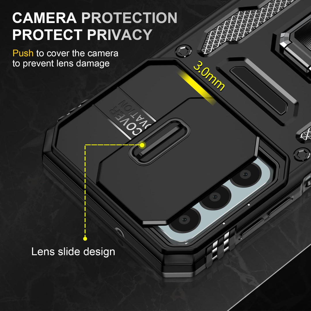 SunStory Phone Case for Samsung Galaxy A15 5G Case with HD Screen Protector & Slide Camera Cover & Rotated Ring Kickstand, [Military-Grade] Phone Case for Galaxy A15 5G (Red) - DOKUTRONIX