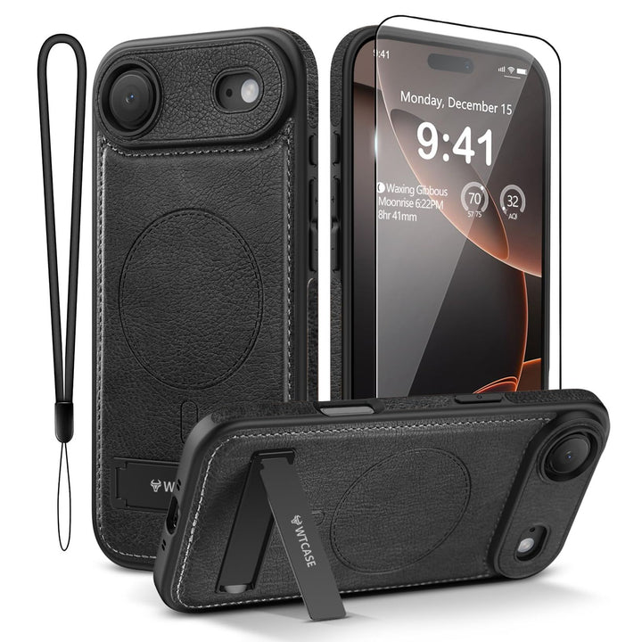 MagSafe SlimStand: Magnetic Leather Case for iPhone 17