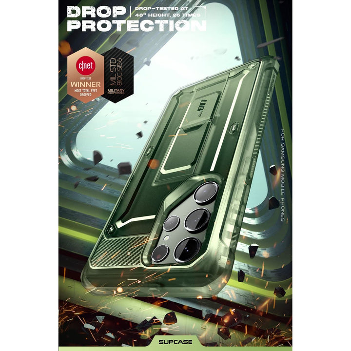 SUPCASE for Samsung Galaxy S23 Ultra Case with Stand, [Unicorn Beetle Pro] [2 Front Frames] [Built-in Screen Protector & Belt-Clip] Military-Grade Protection Phone Case for Galaxy S23 Ultra, Black - DOKUTRONIX