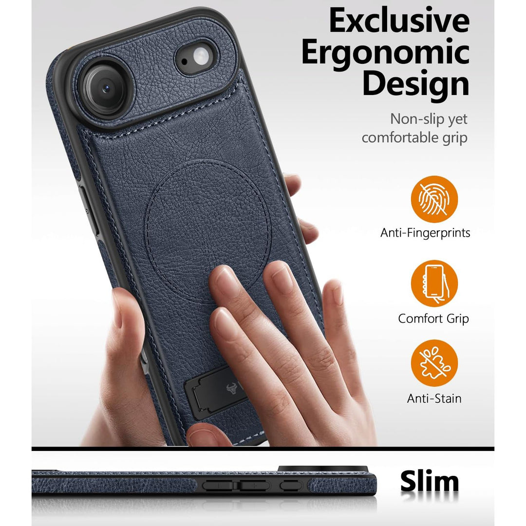 MagSafe SlimStand: Magnetic Leather Case for iPhone 17