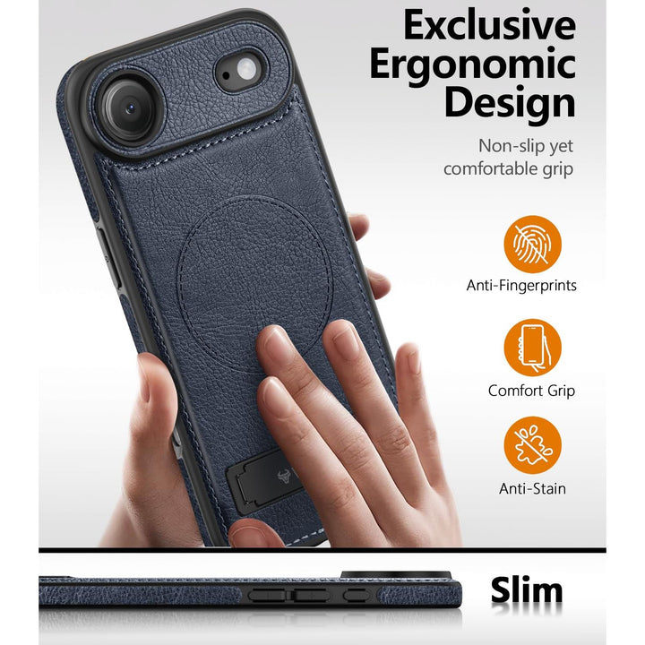 MagSafe SlimStand: Magnetic Leather Case for iPhone 17
