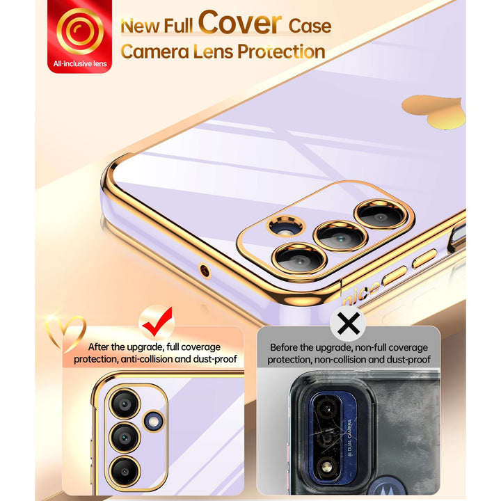 LeYi for Samsung Galaxy A15 5G Case: with Tempered Glass Screen Protector [2 Pcs]+ Full Camera Lens Protection,Love Heart Plating Girly Cute Luxury Shockproof Case, Cute Present for Mom, Dark Purple - DOKUTRONIX