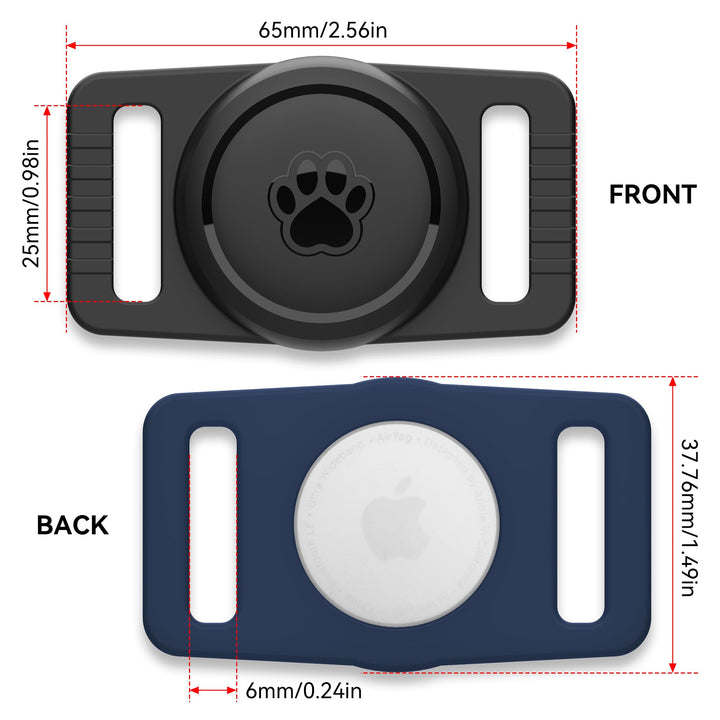 2-Pack Waterproof AirTag Dog Collar Holders – Black Silicone - DOKUTRONIX