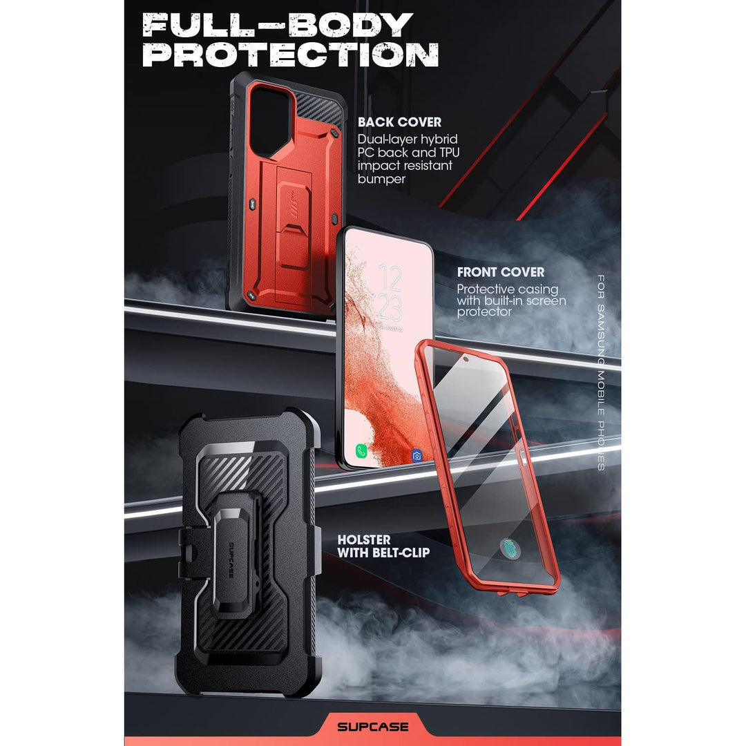 SUPCASE for Samsung Galaxy S23 Ultra Case with Stand, [Unicorn Beetle Pro] [2 Front Frames] [Built-in Screen Protector & Belt-Clip] Military-Grade Protection Phone Case for Galaxy S23 Ultra, Black - DOKUTRONIX