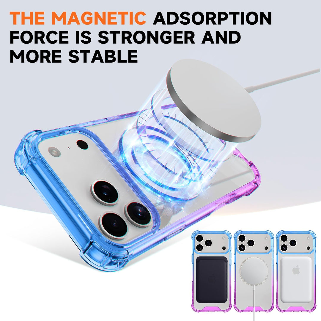 MagSafe Clear Ring Stand Case for iPhone 17 Pro Max – Blue/Purple