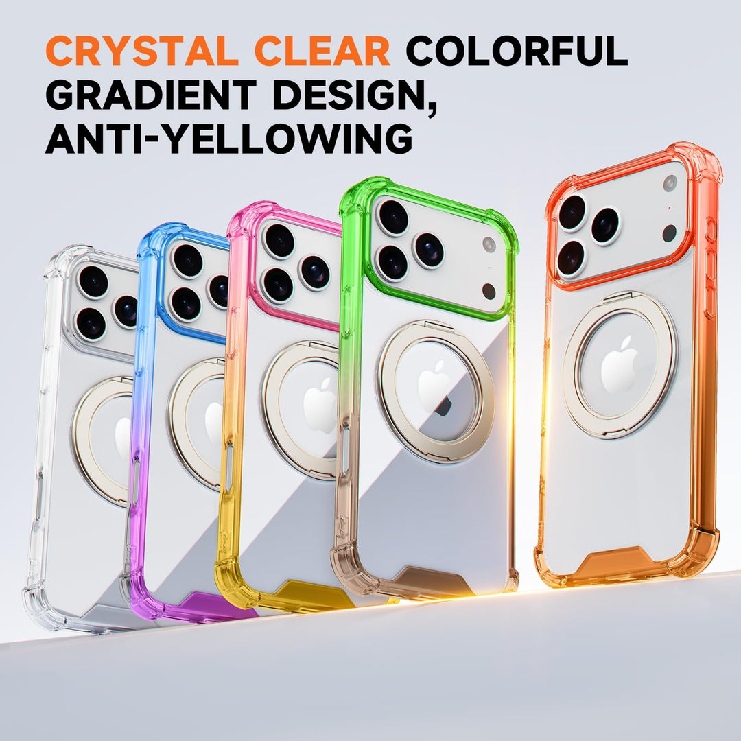 MagSafe Clear Ring Stand Case for iPhone 17 Pro Max – Blue/Purple