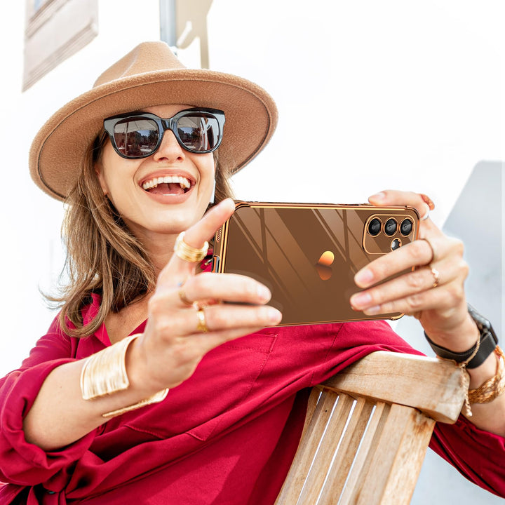 LeYi for Samsung Galaxy A15 5G Case: with Tempered Glass Screen Protector [2 Pcs]+ Full Camera Lens Protection,Love Heart Plating Girly Cute Luxury Shockproof Case, Cute Present for Mom, Dark Purple - DOKUTRONIX