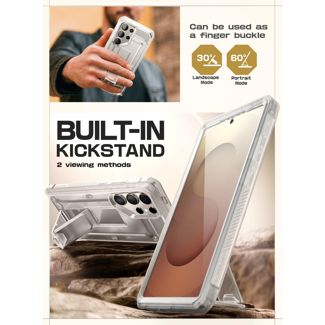 SUPCASE for Samsung Galaxy S25 Ultra Case with Stand (Unicorn Beetle Pro), [2 Front Frames] [Built-in Screen Protector & Belt-Clip] Military-Grade Protection Phone Case for S25 Ultra 6.9 Inch, Black - DOKUTRONIX
