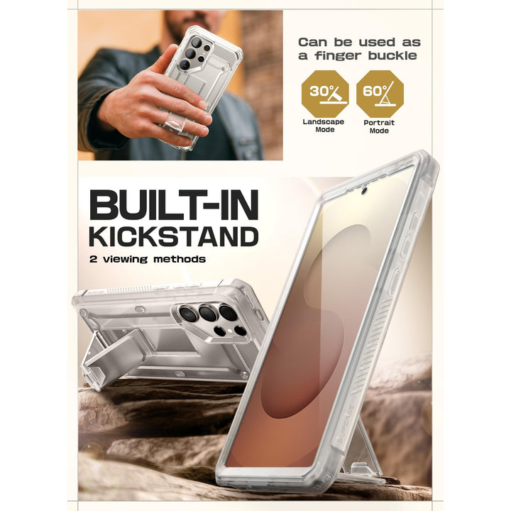 SUPCASE for Samsung Galaxy S25 Ultra Case with Stand (Unicorn Beetle Pro), [2 Front Frames] [Built-in Screen Protector & Belt-Clip] Military-Grade Protection Phone Case for S25 Ultra 6.9 Inch, Black - DOKUTRONIX