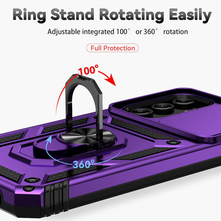 SunStory Phone Case for Samsung Galaxy A15 5G Case with HD Screen Protector & Slide Camera Cover & Rotated Ring Kickstand, [Military-Grade] Phone Case for Galaxy A15 5G (Red) - DOKUTRONIX
