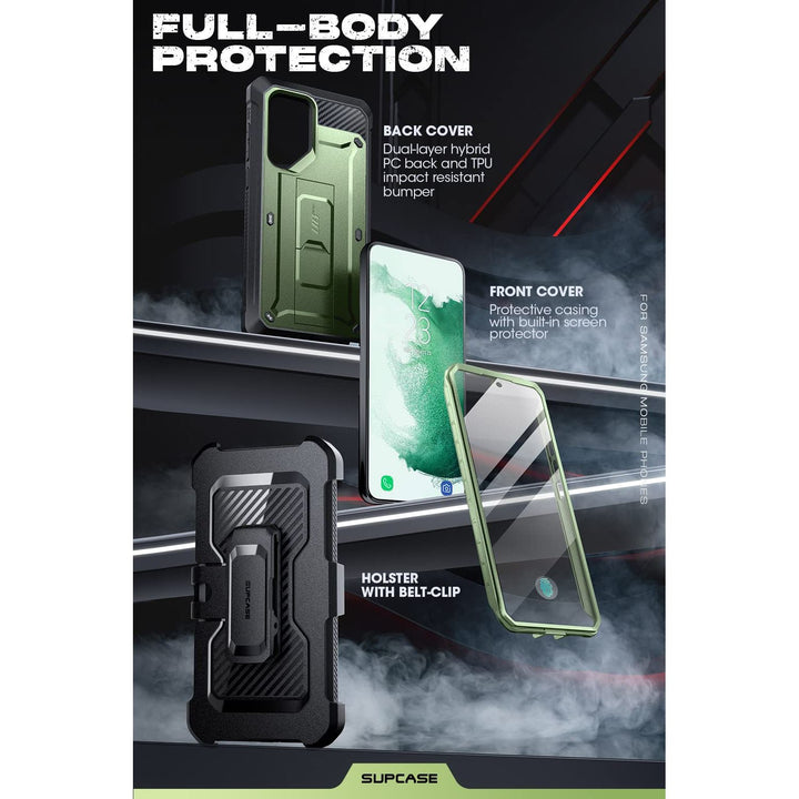 SUPCASE for Samsung Galaxy S23 Ultra Case with Stand, [Unicorn Beetle Pro] [2 Front Frames] [Built-in Screen Protector & Belt-Clip] Military-Grade Protection Phone Case for Galaxy S23 Ultra, Black - DOKUTRONIX